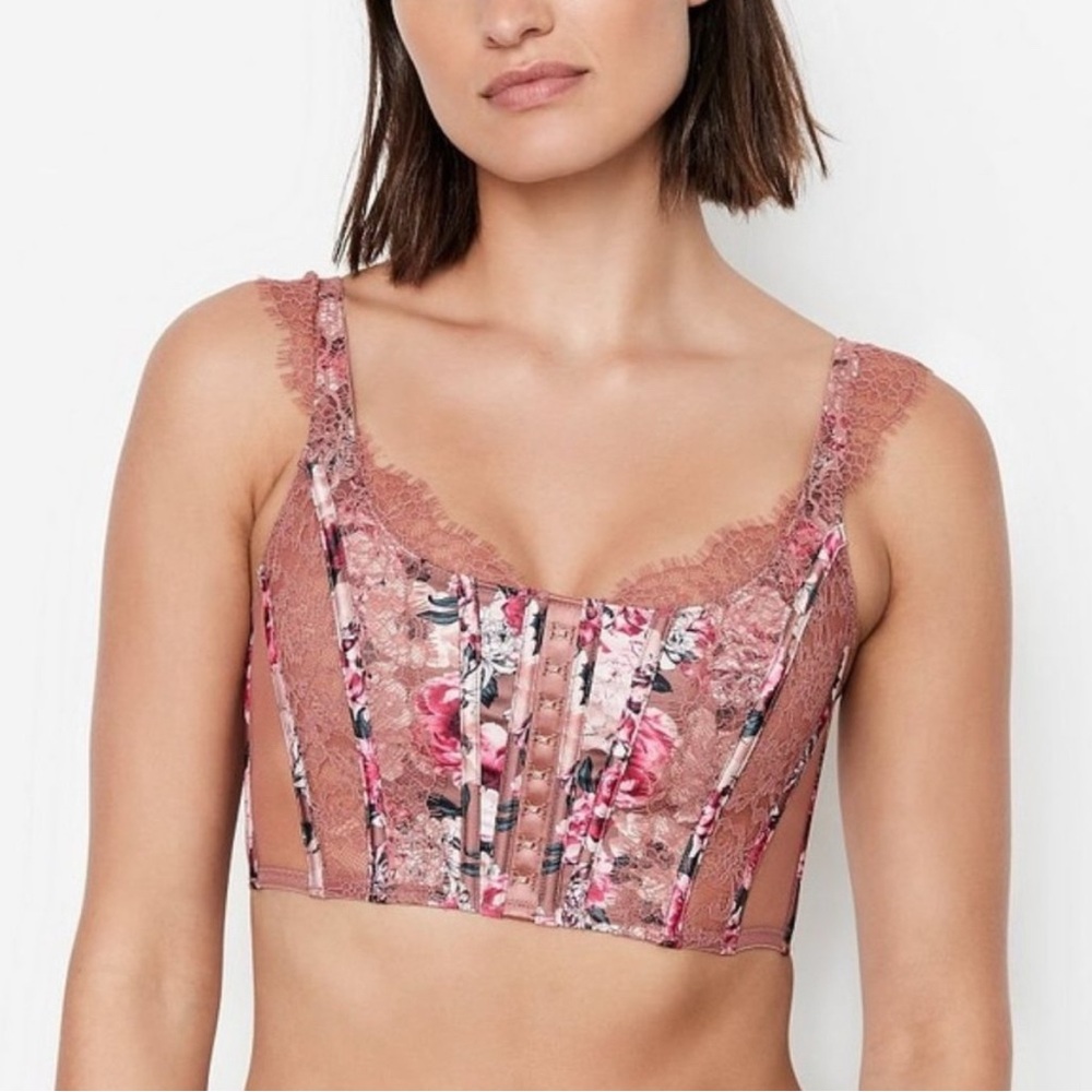 Victoria's Secret Floral Lace Bra - Pink and Black